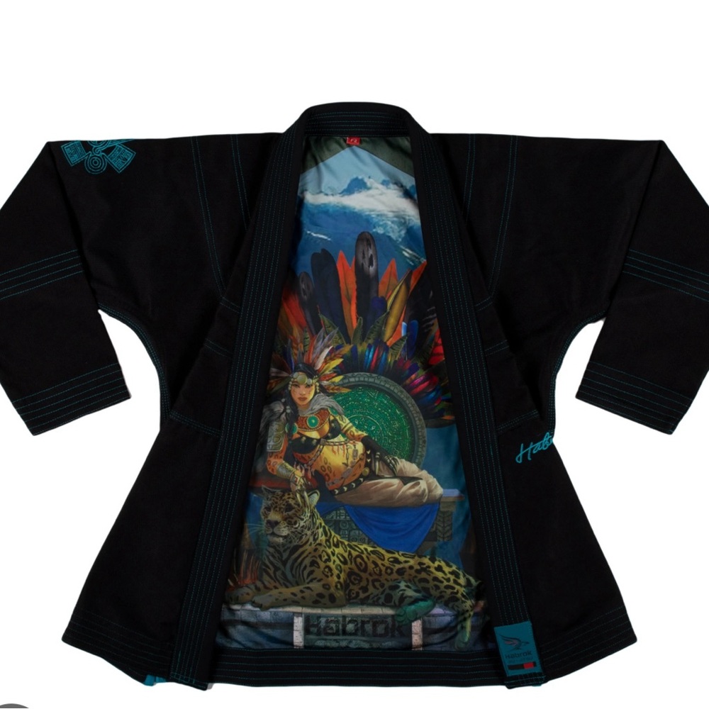 Habrok Gi Limited Edition Black Blue Martial Arts Gi with Aztec Design F0